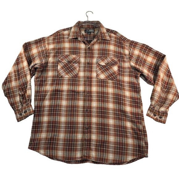 Canyon Guide Outfitters Plaid Flannel Long Sleeve Shirt Men's XL Rust Black - Picture 1 of 8